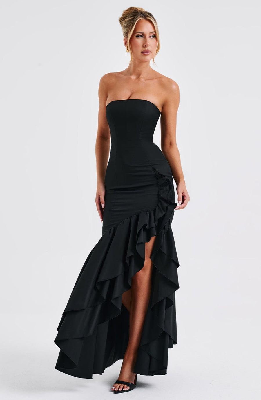Luvrefashion | Black Angelina Maxi Dress in XS - detail view