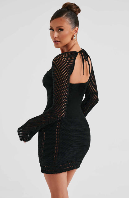 Luvrefashion | Black Dezi Mini Dress in XS - side view