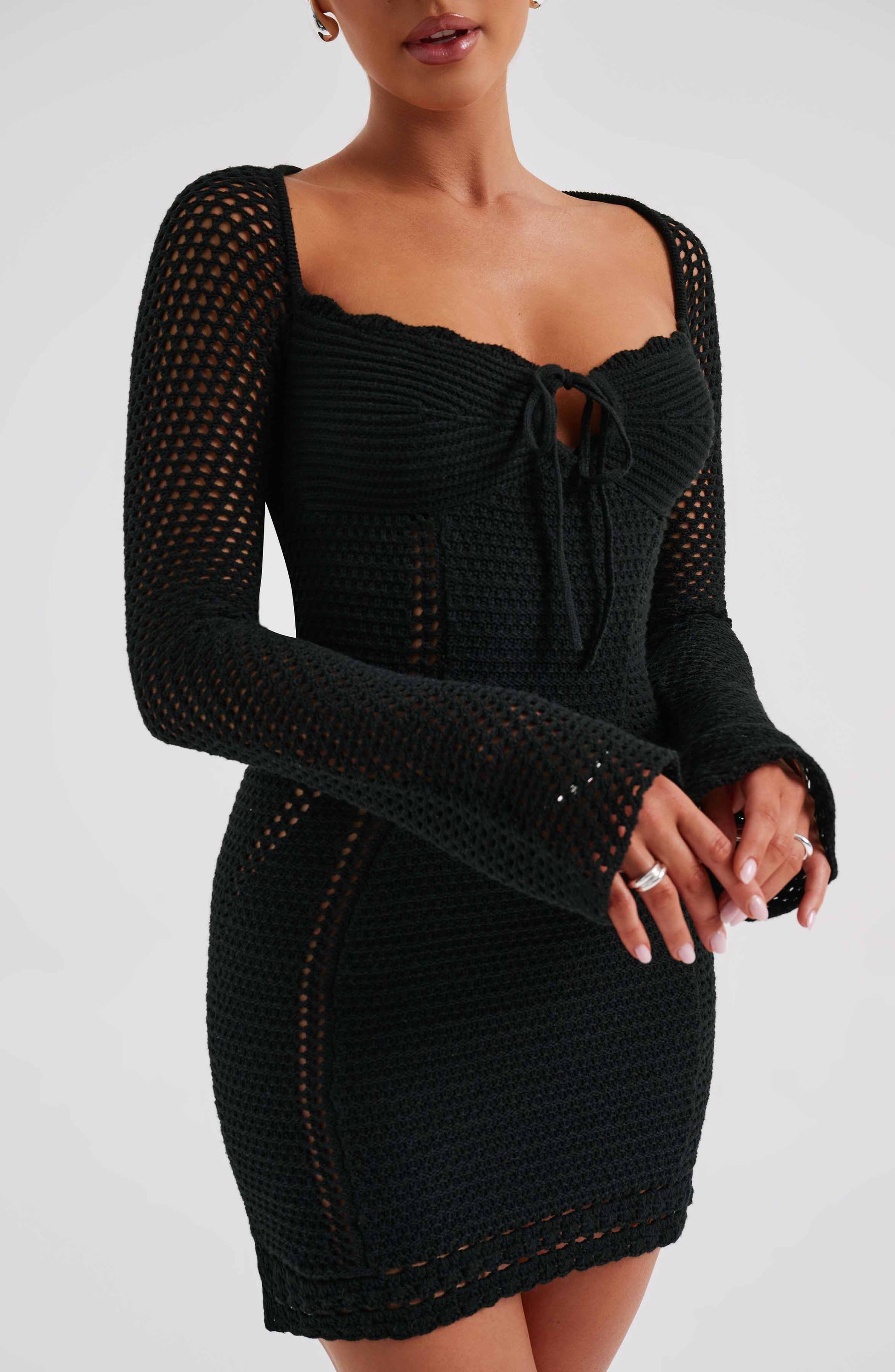 Luvrefashion | Black Dezi Mini Dress in XS - styled look