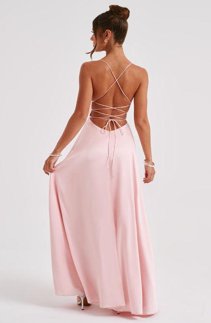 Luvrefashion | Blush Bethany Maxi Dress in XS - back view