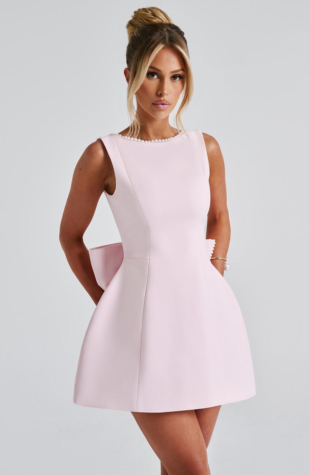 Luvrefashion | Blush Carrie Mini Dress in XS - styled look