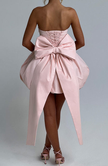 Luvrefashion | Blush Lotus Mini Dress in XS - back view