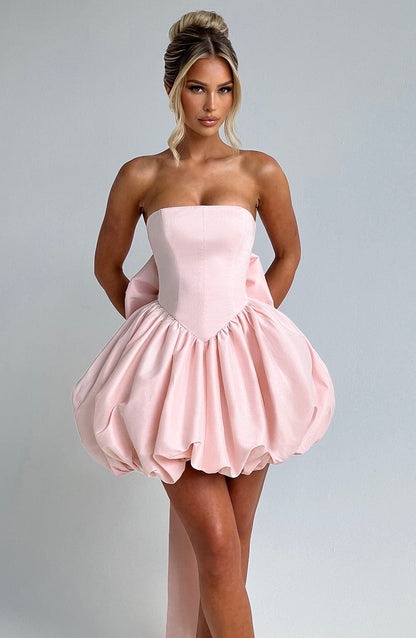 Luvrefashion | Blush Lotus Mini Dress in XS - detail view