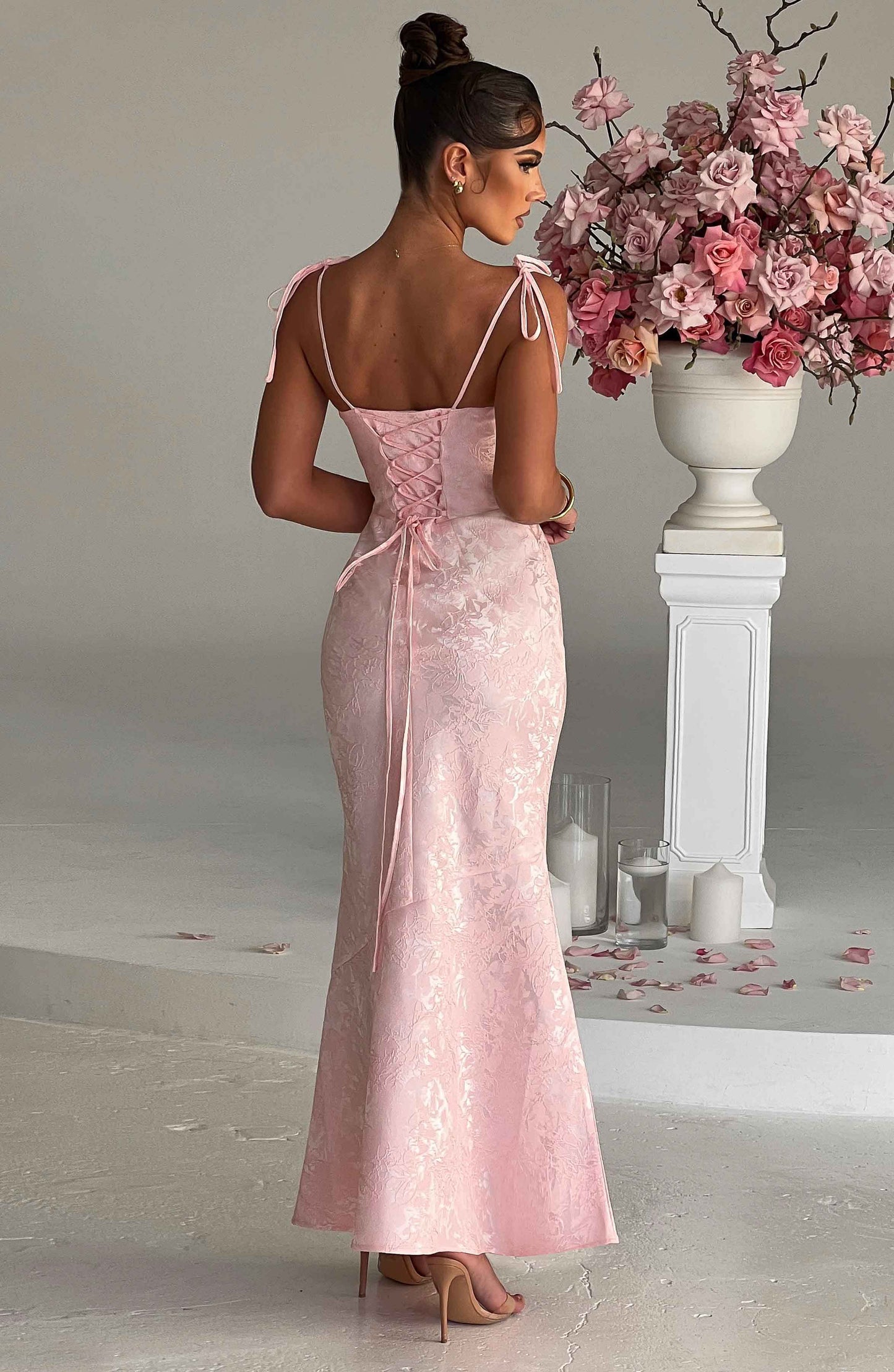 Luvrefashion | Blush Whitney Maxi Dress in XS - back view