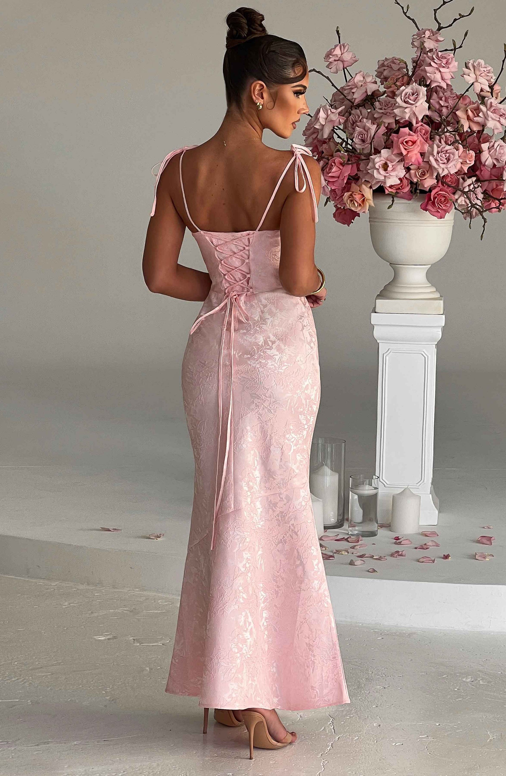 Luvrefashion | Blush Whitney Maxi Dress in XS - back view