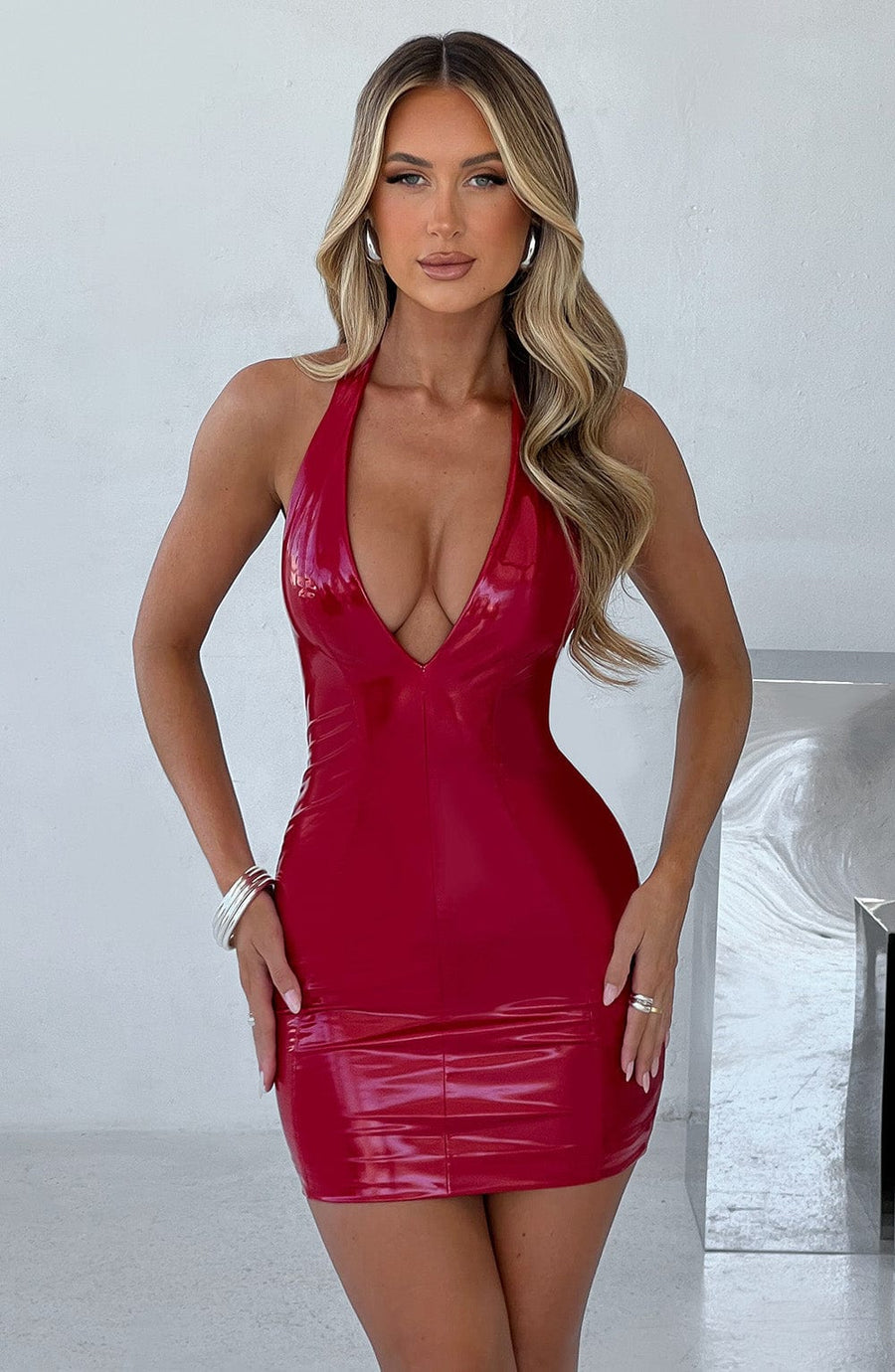 Luvrefashion | Brooke Red Mini Dress in XS - back view