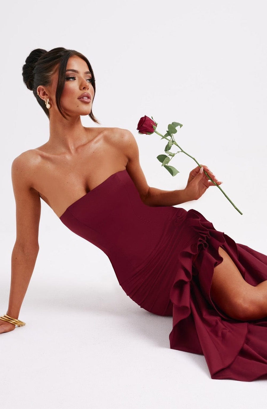Luvrefashion | Burgundy Angelina Maxi Dress in XS - image 6
