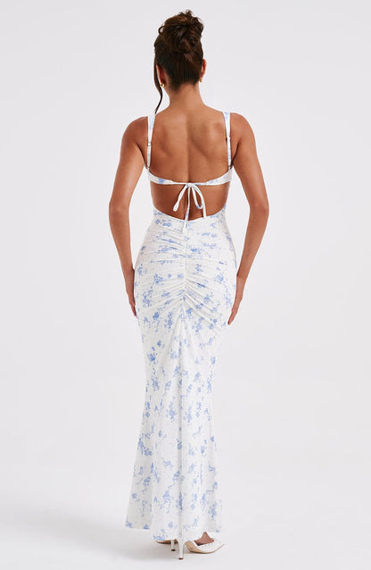 Luvrefashion | Caoimhe Blue Ditsy Print Maxi Dress in XS - image 7