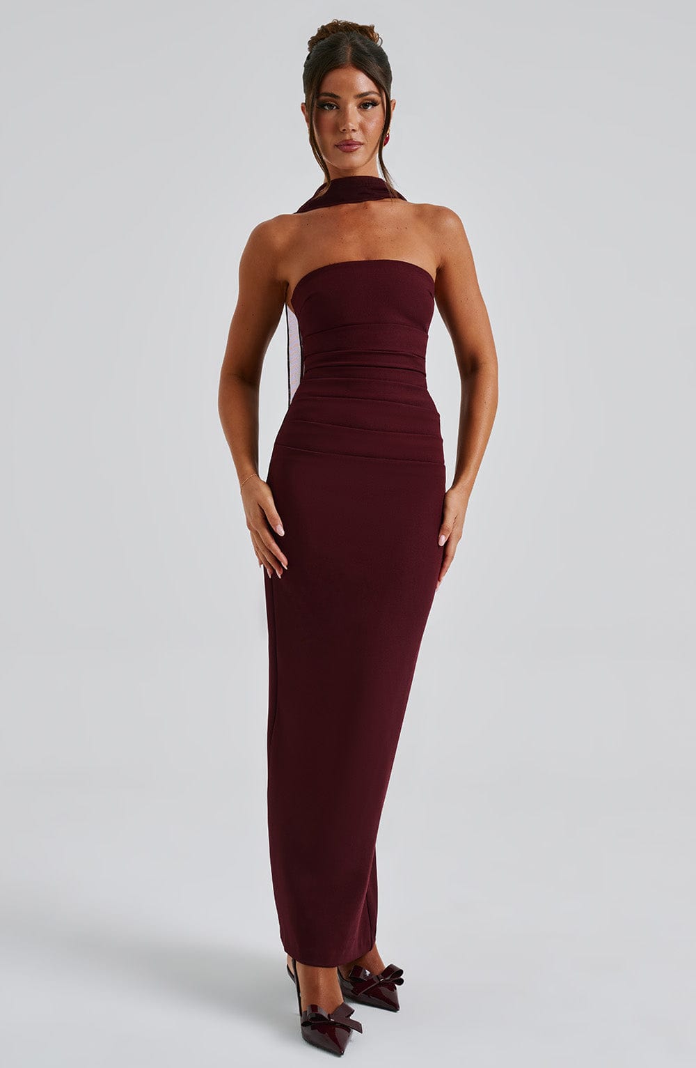 Luvrefashion | Cherry Lacquer Yulia Maxi Dress in XS - back view