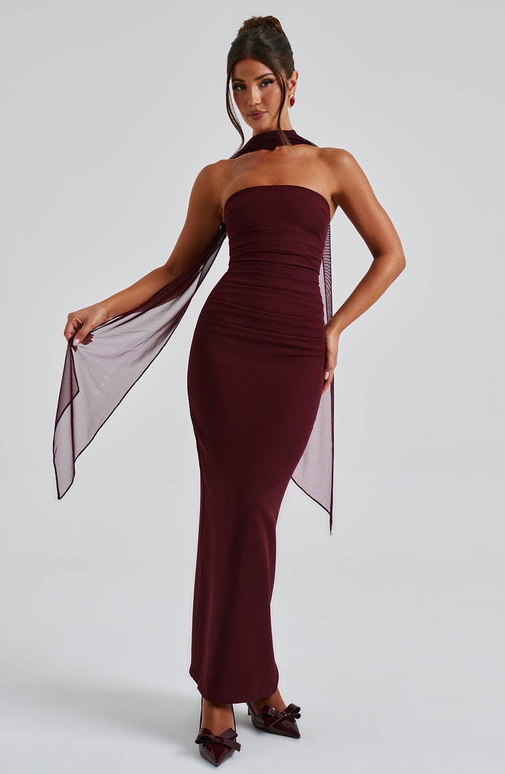 Luvrefashion | Cherry Lacquer Yulia Maxi Dress in XS - styled look