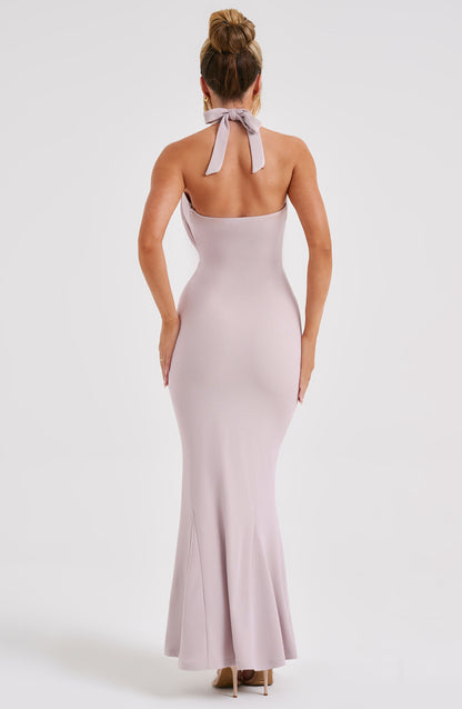 Luvrefashion | Chrishelle Bone Colored Maxi Dress in XS - back view