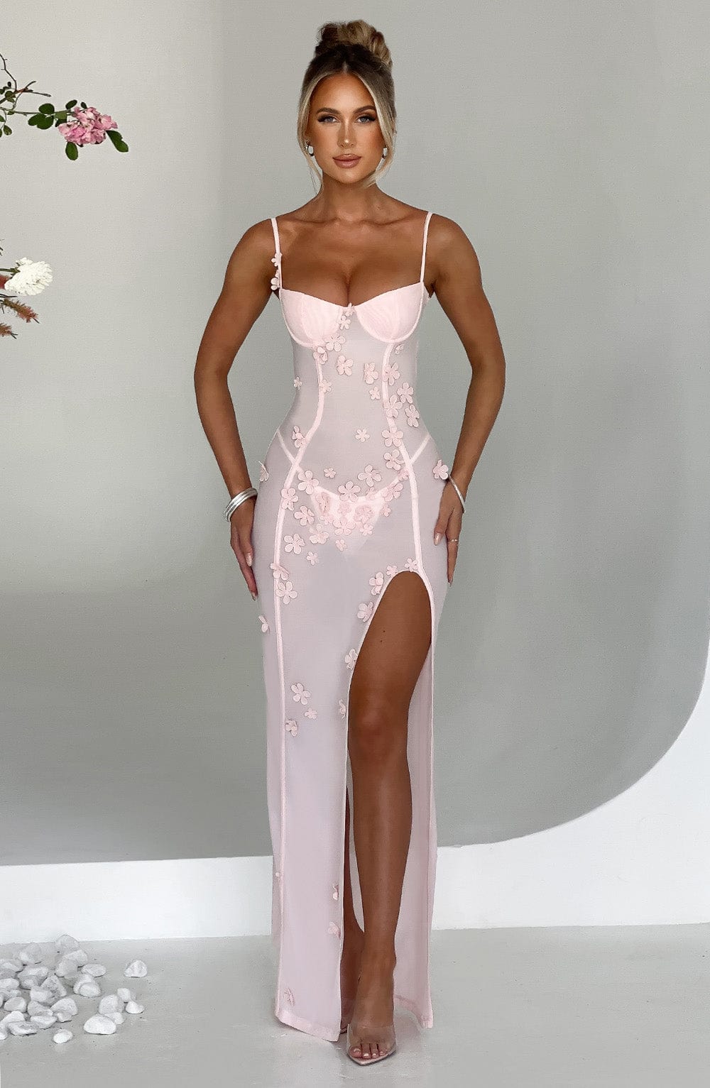Luvrefashion | Dalary Blush Maxi Dress in XS - back view