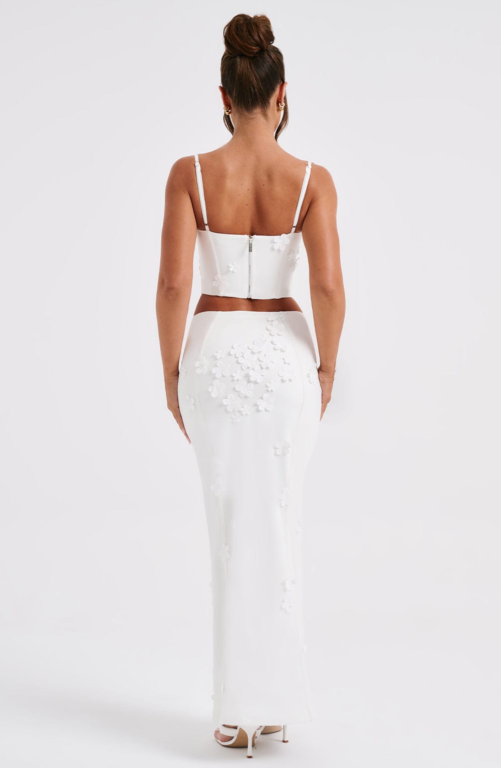 Luvrefashion | Dalary White Maxi Skirt in XS - side view