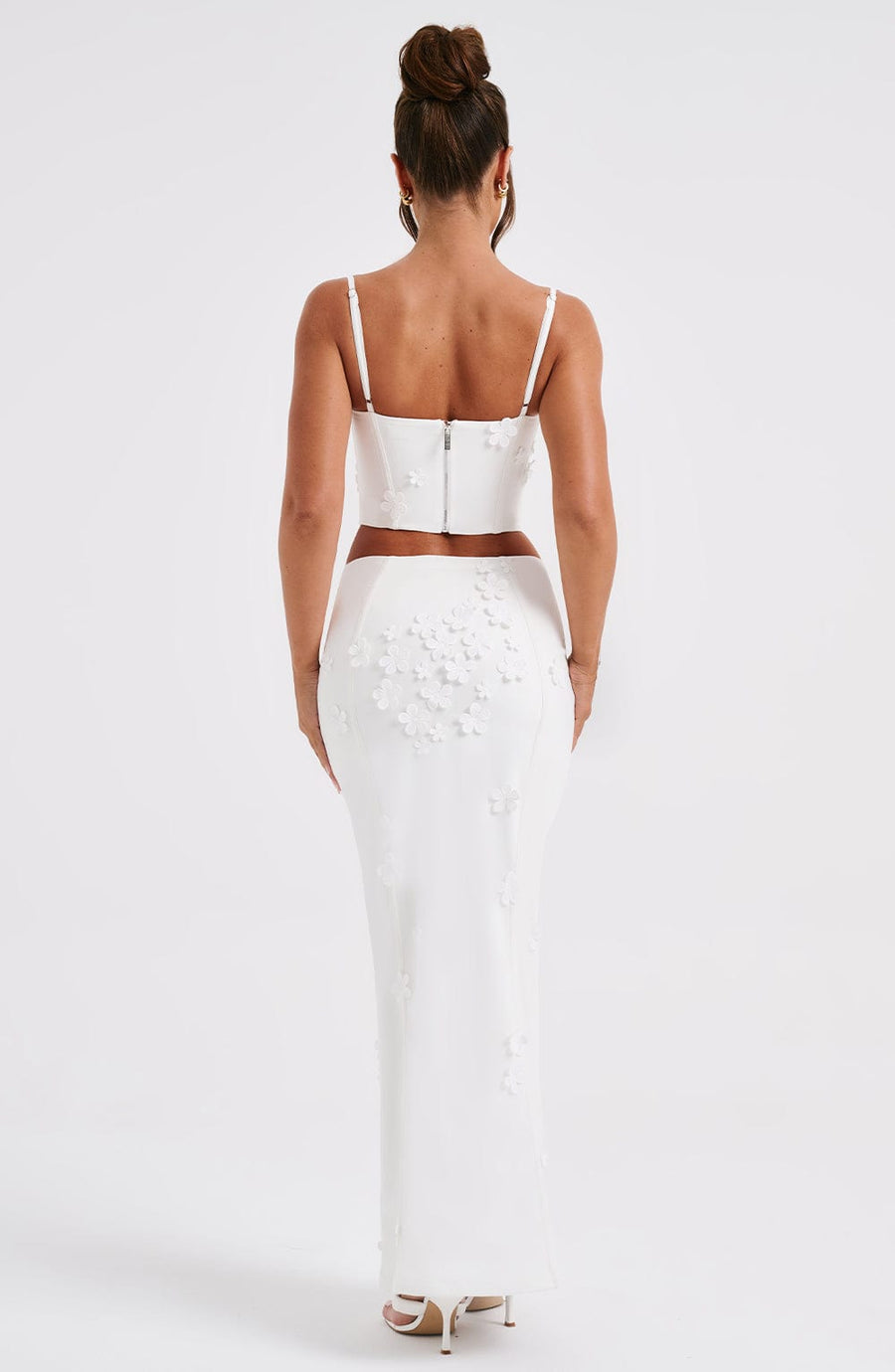 Luvrefashion | Dalary White Maxi Skirt in XS - side view