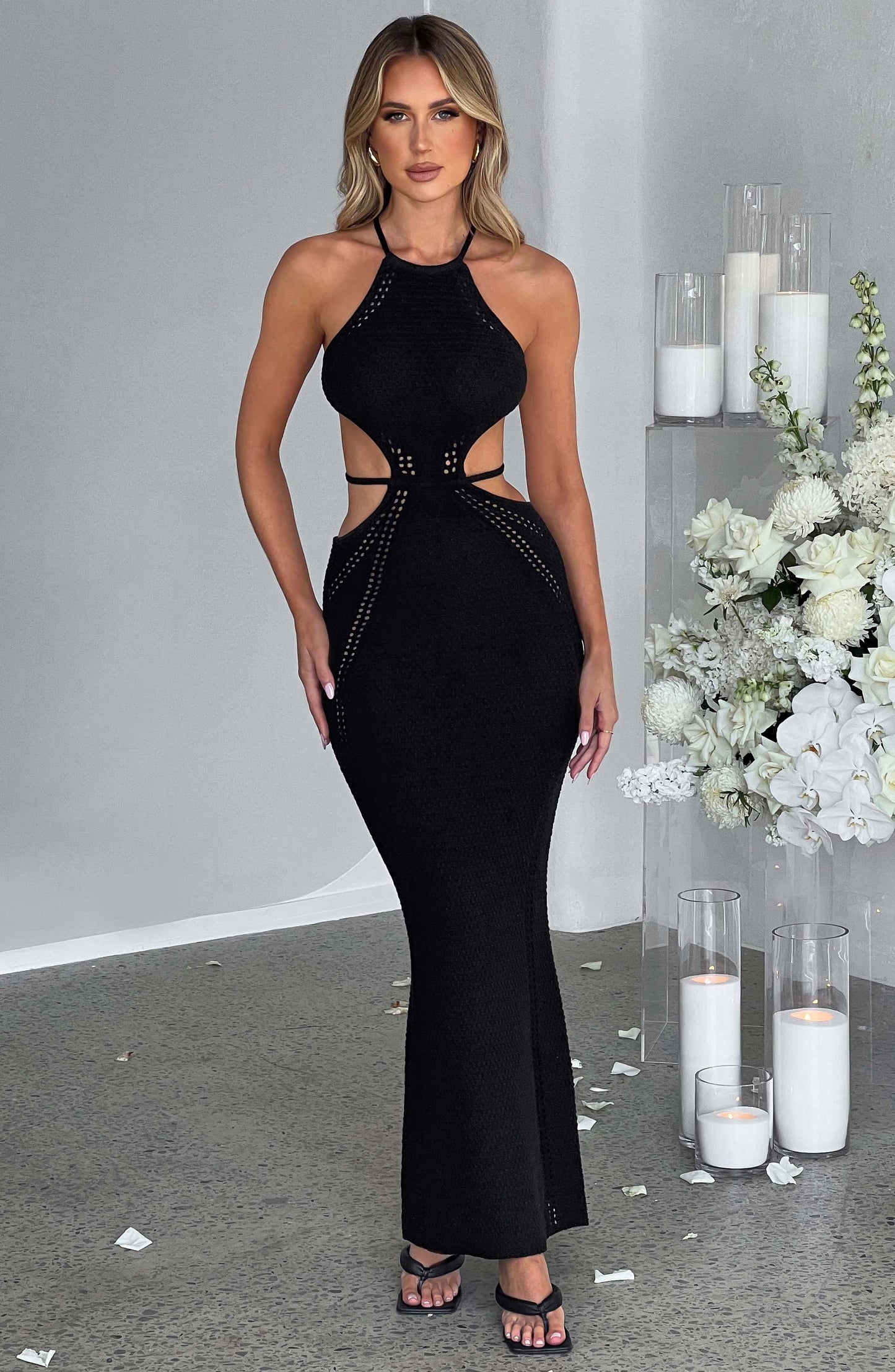 Luvrefashion | Delia Black Maxi Dress in XS - front view
