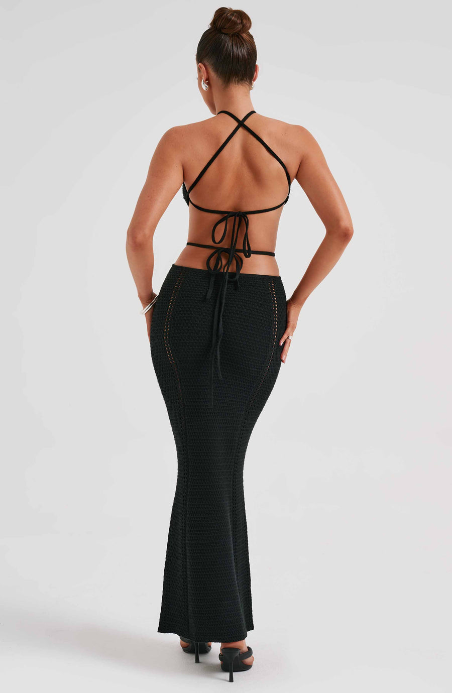Luvrefashion | Delia Black Maxi Dress in XS - back view