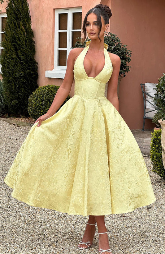 Luvrefashion | Effie Lemon Midi Dress in XS - front view