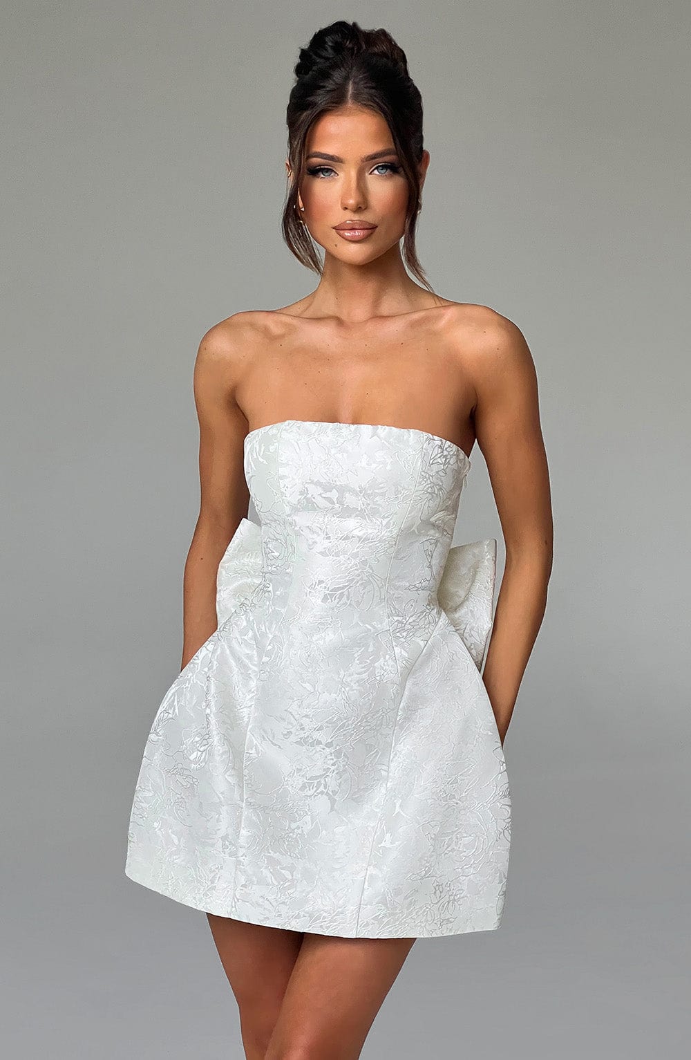 Luvrefashion | Elenora Ivory Mini Dress in XS - front view