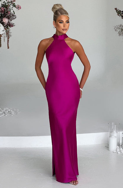 Luvrefashion | Etta Full Length Dress Vibrant Pink in XS - styled look