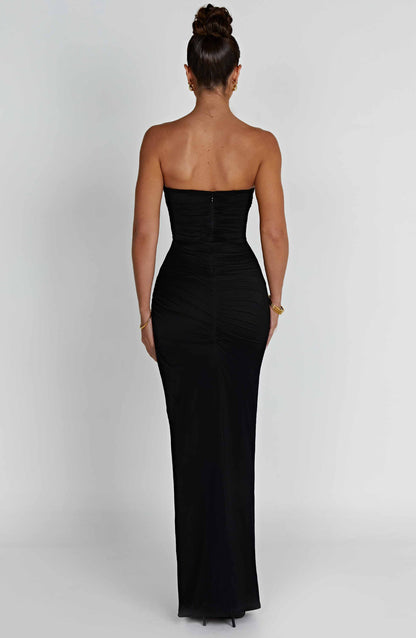 Luvrefashion | Giovanna Black Maxi Dress in XS - back view