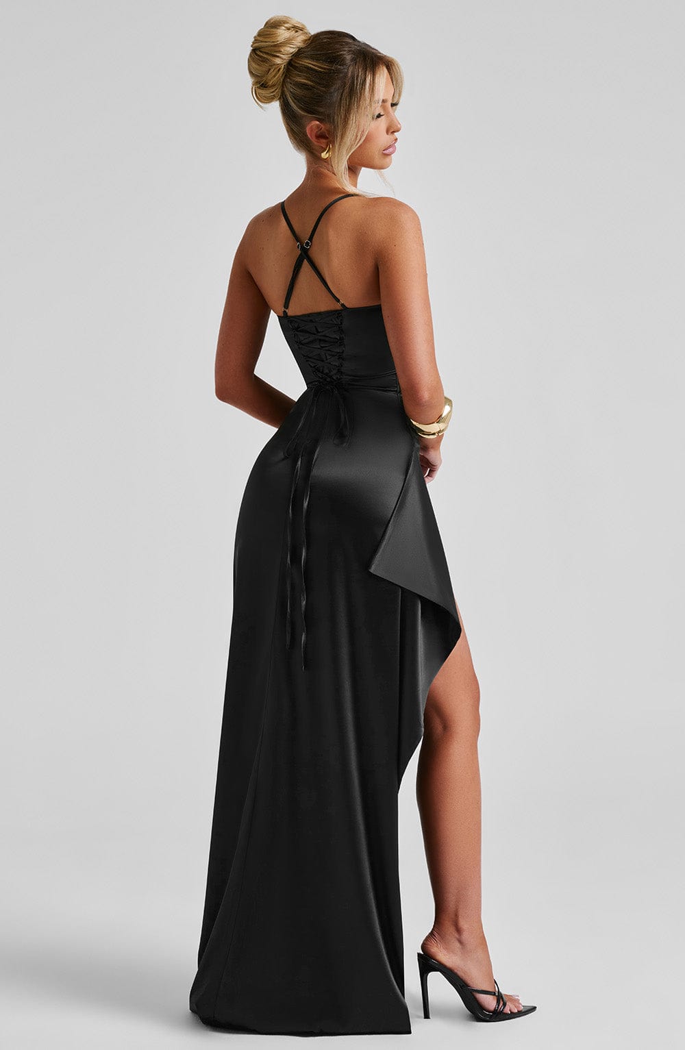 Luvrefashion | Helen Black Maxi Dress in XS - back view