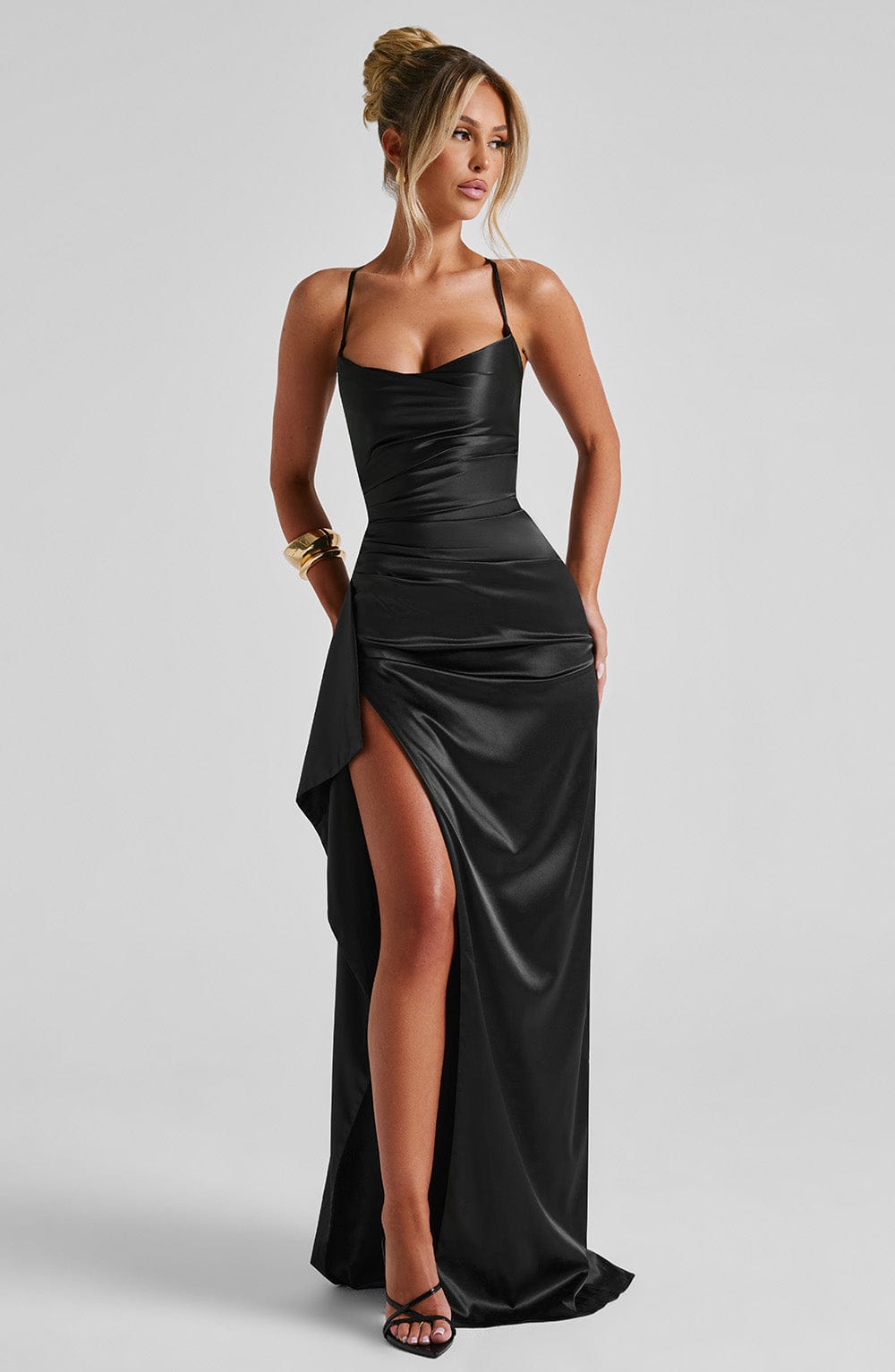 Luvrefashion | Helen Black Maxi Dress in XS - styled look