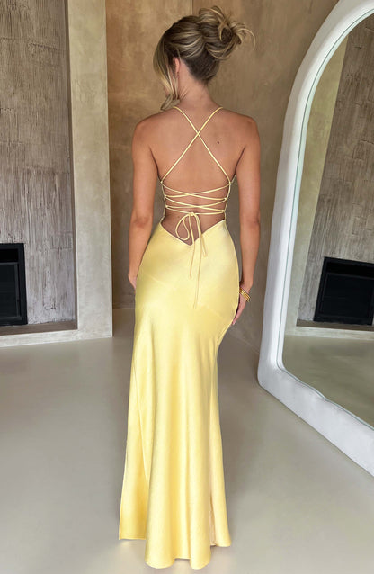 Luvrefashion | Isobel Lemon Maxi Dress in XS - side view