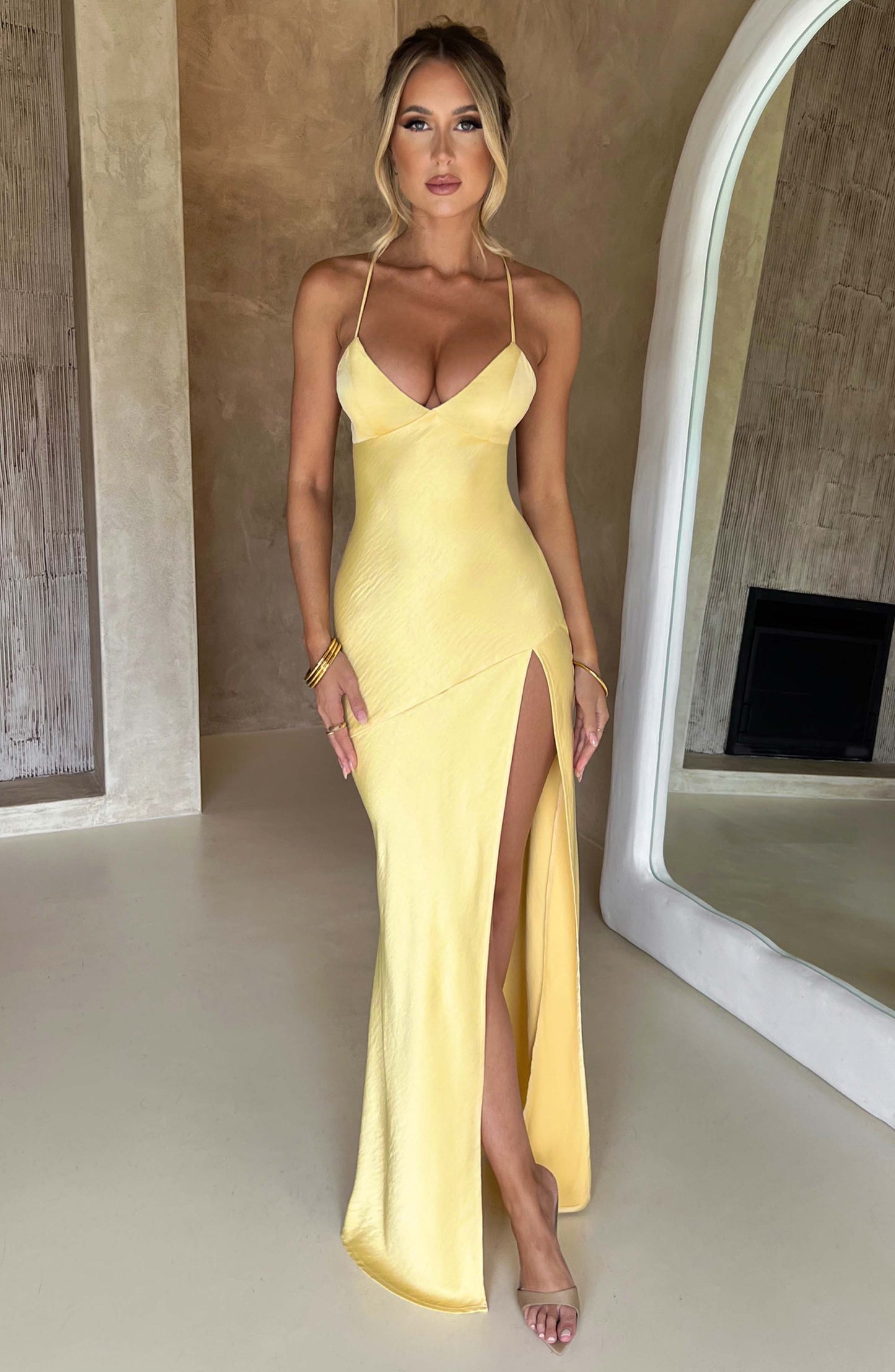 Luvrefashion | Isobel Lemon Maxi Dress in XS - back view