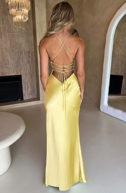 Luvrefashion | Isobel Lemon Maxi Dress in XS - styled look