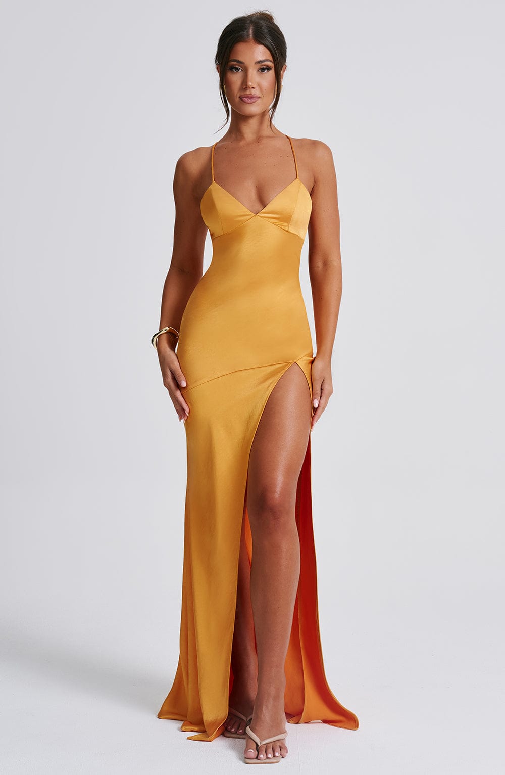 Luvrefashion | Isobel Tangerine Maxi Dress in XS - detail view