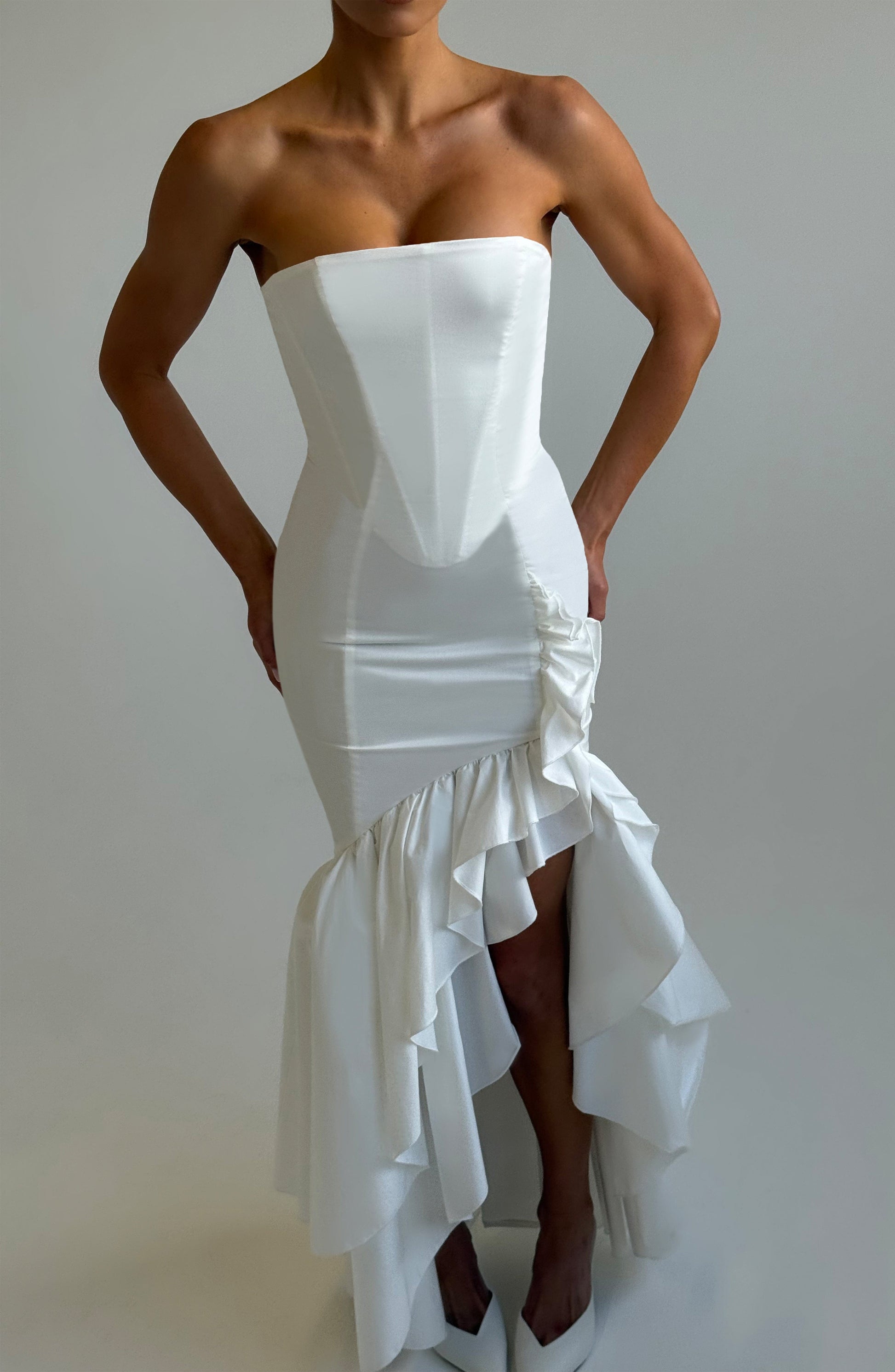 Luvrefashion | Ivory Angelina Maxi Dress in XS - back view