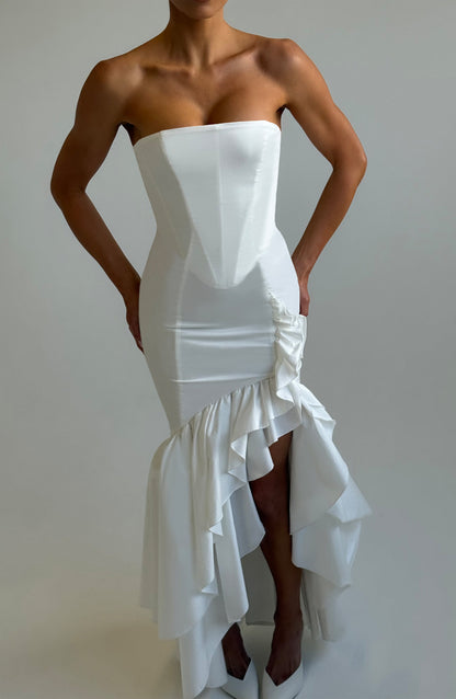 Luvrefashion | Ivory Angelina Maxi Dress in XS - back view