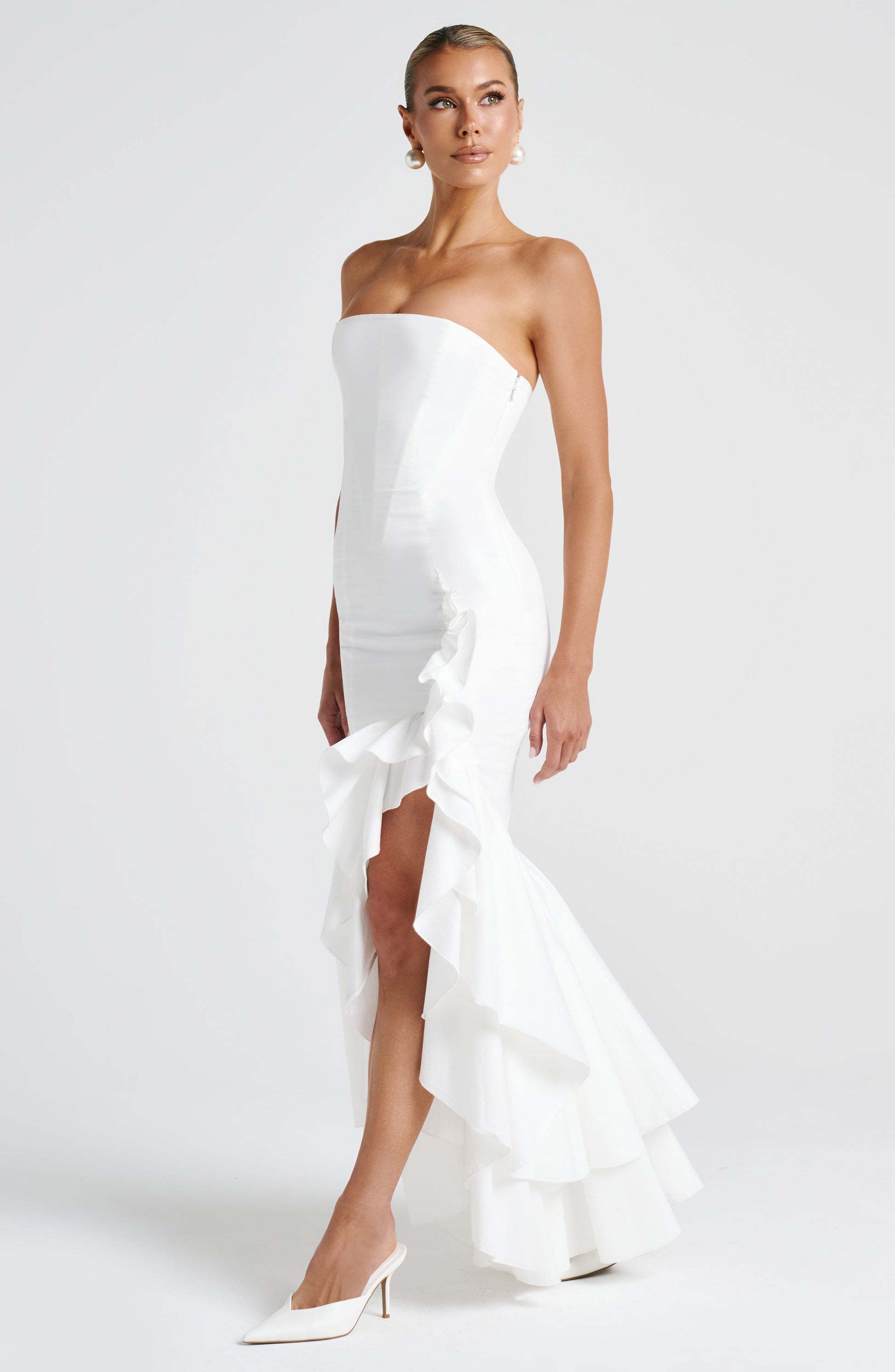 Luvrefashion | Ivory Angelina Maxi Dress in XS - styled look