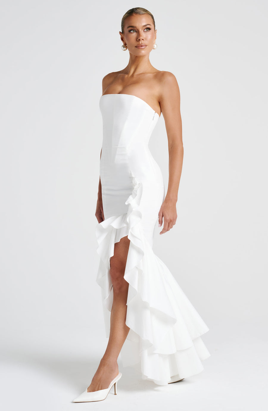 Luvrefashion | Ivory Angelina Maxi Dress in XS - styled look
