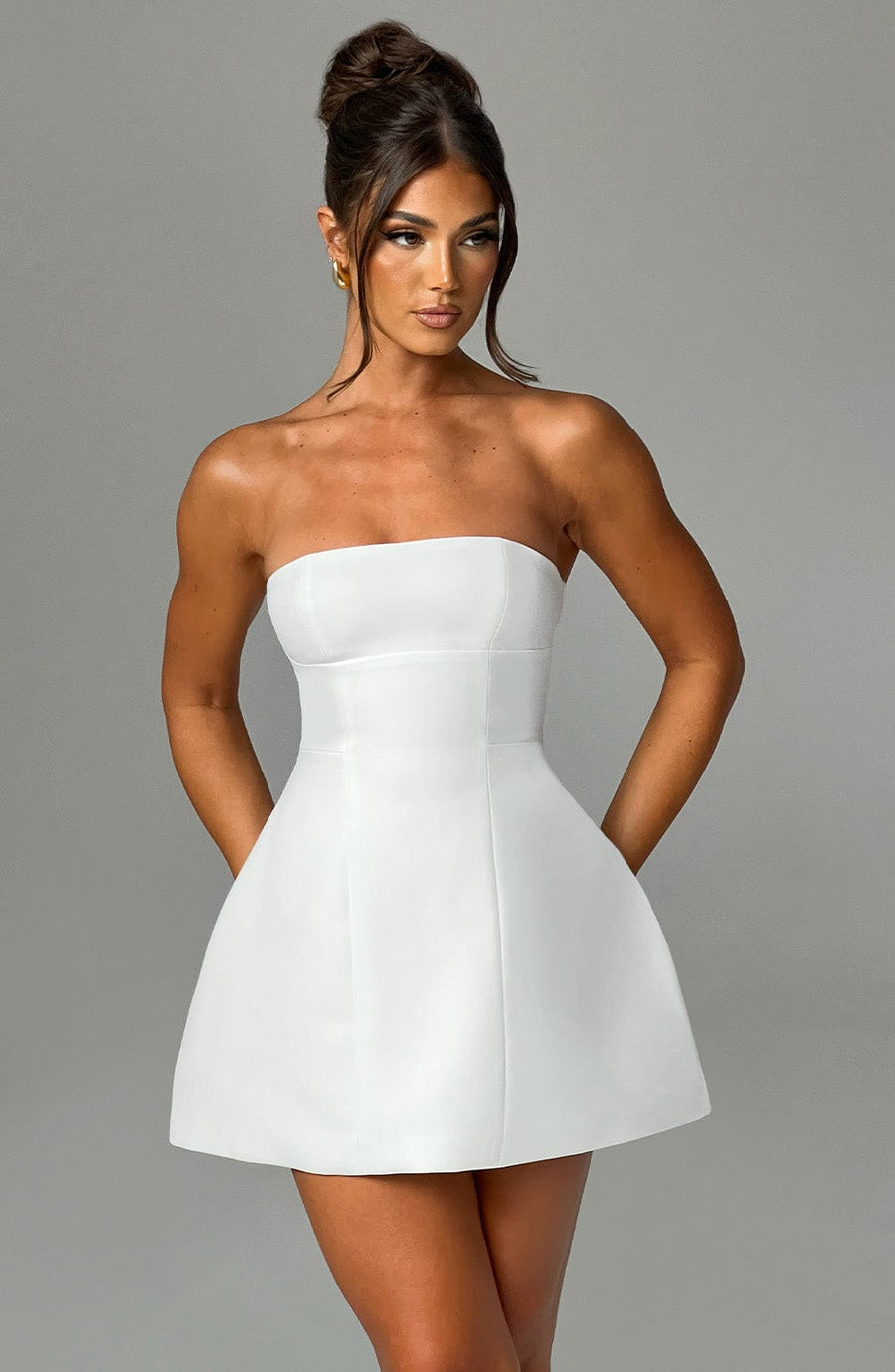 Luvrefashion | Ivory Asha Mini Dress in XS - back view