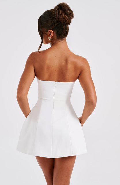 Luvrefashion | Ivory Asha Mini Dress in XS - detail view
