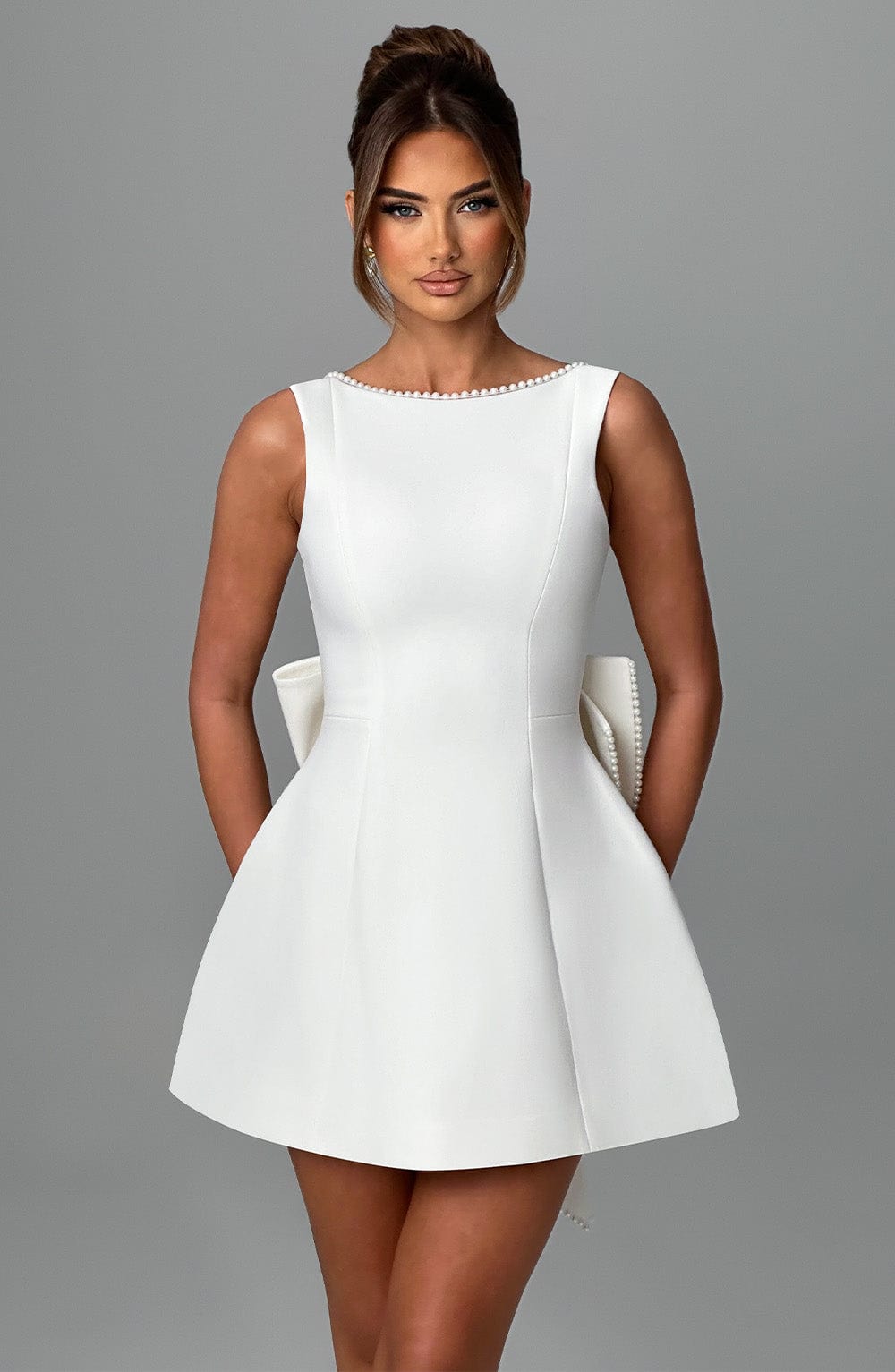 Luvrefashion | Ivory Carrie Mini Dress in XS - back view
