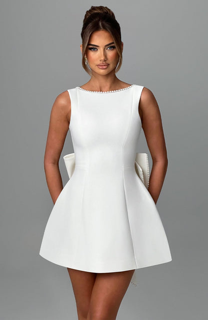 Luvrefashion | Ivory Carrie Mini Dress in XS - back view