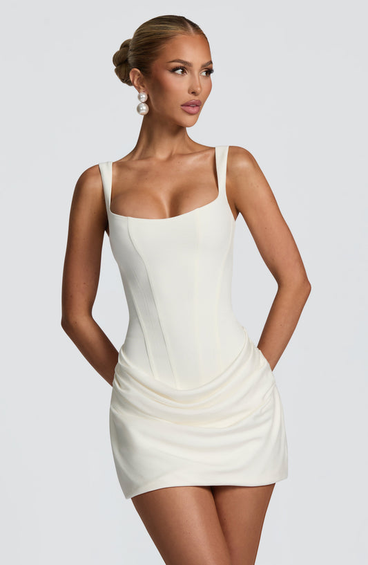 Luvrefashion | Ivory Cornelia Mini Dress in XS - front view