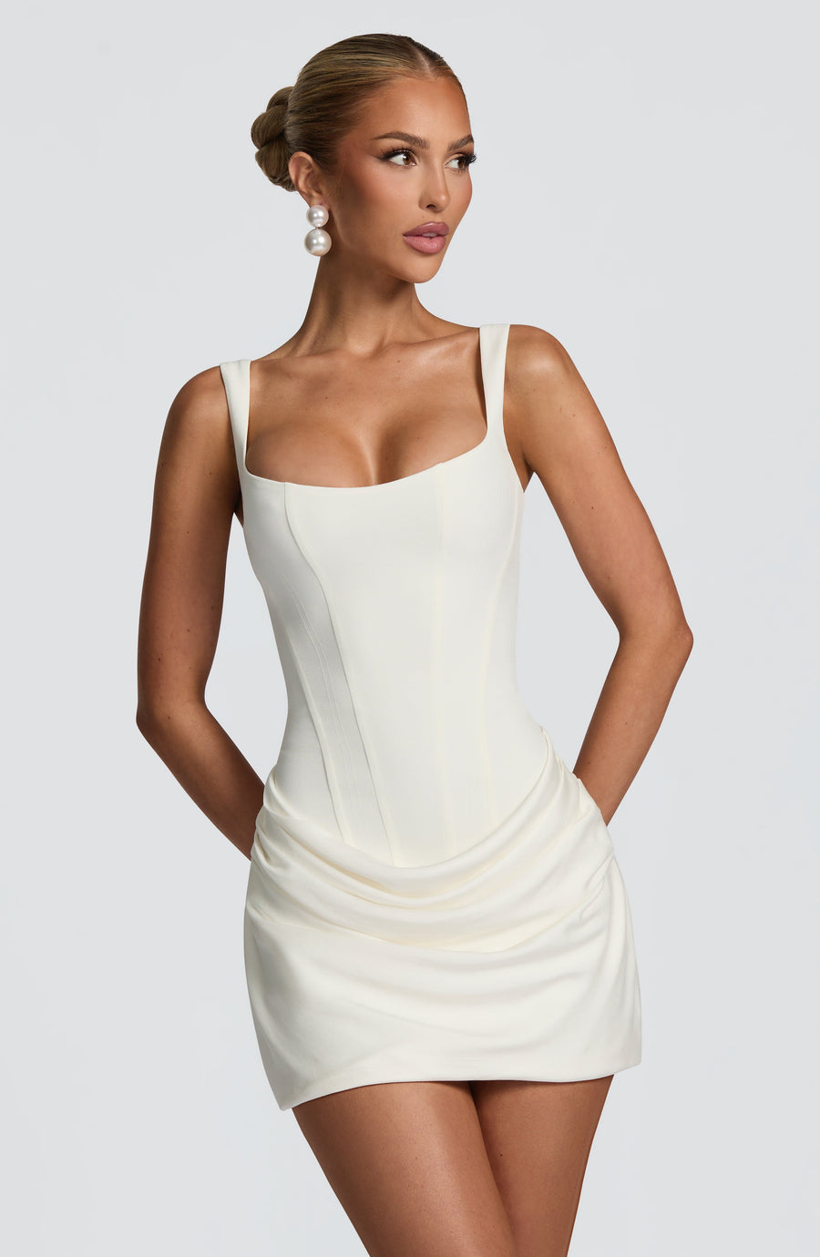 Luvrefashion | Ivory Cornelia Mini Dress in XS - front view