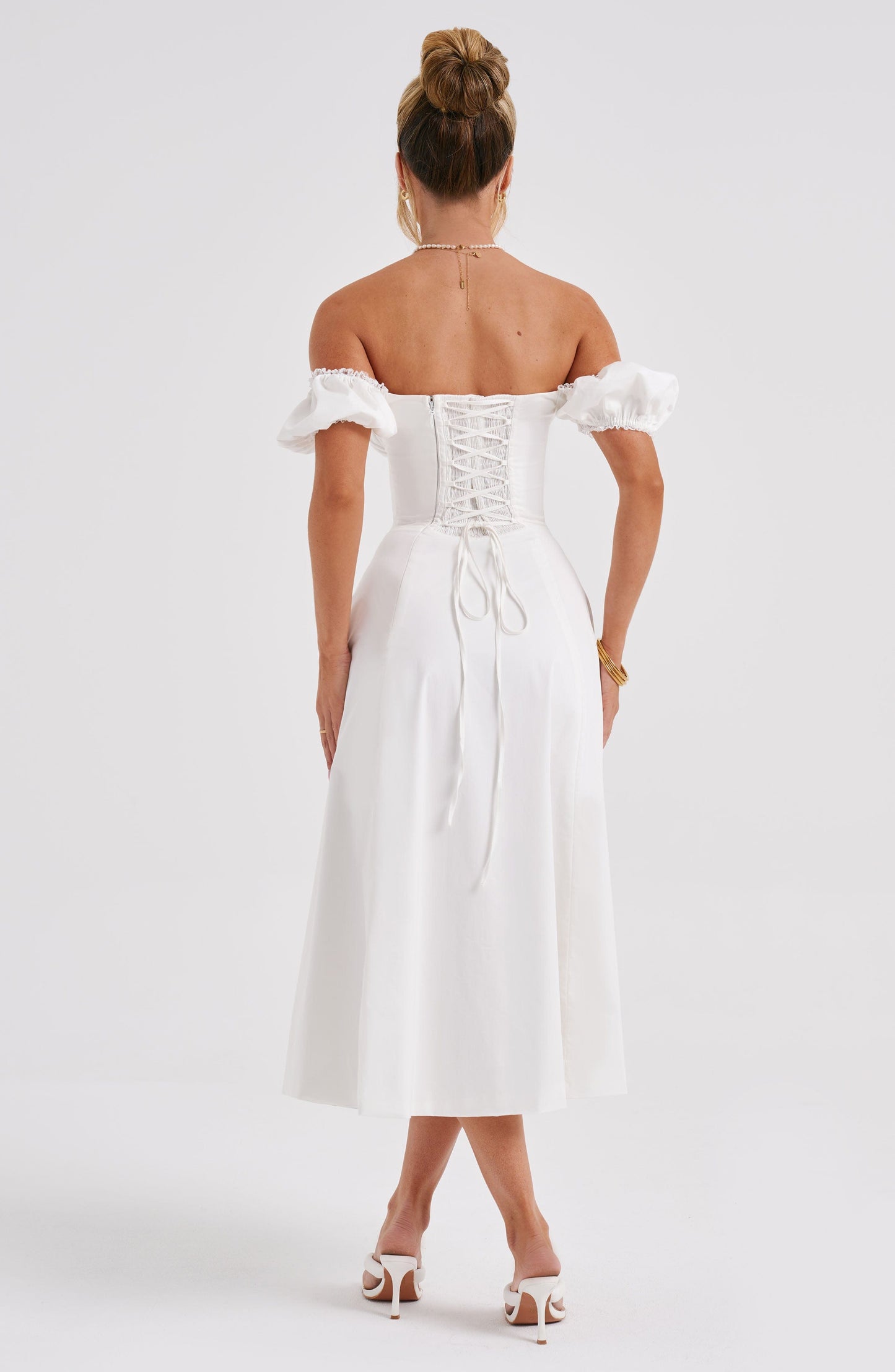 Luvrefashion | Ivory Courtney Midi Dress in XS - detail view