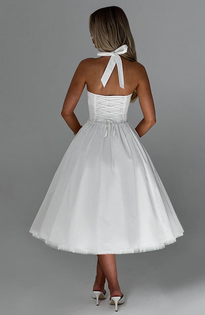 Luvrefashion | Ivory Cressida Midi Dress in XS - side view
