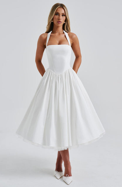 Luvrefashion | Ivory Cressida Midi Dress in XS - styled look