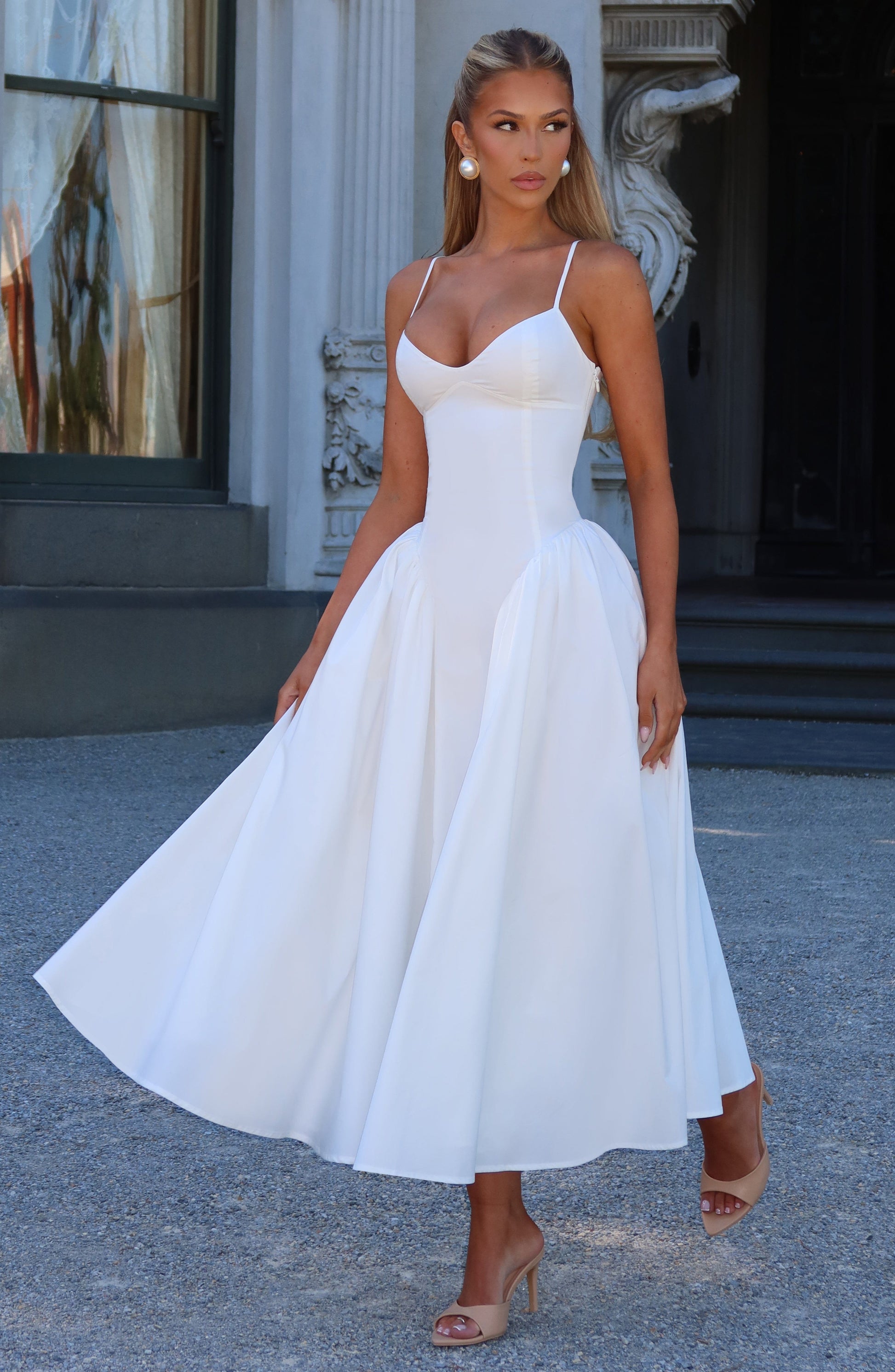 Luvrefashion | Ivory Emerson Midi Dress in XS - front view