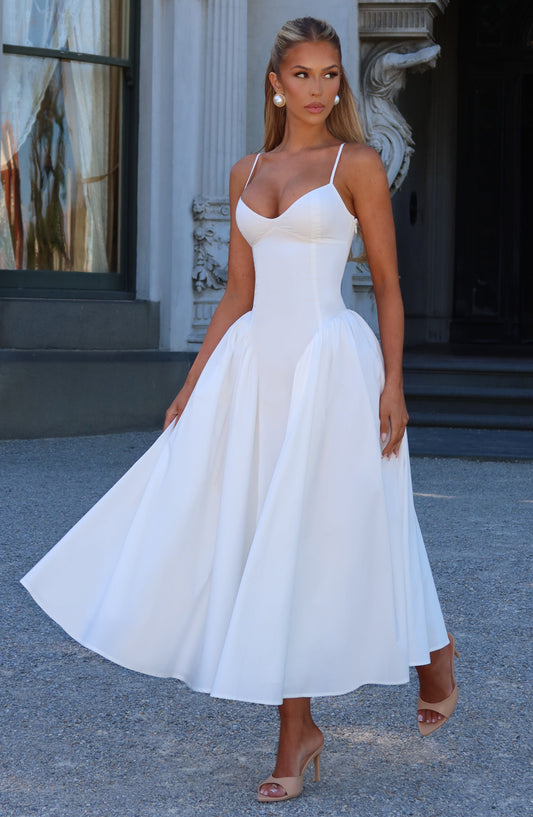 Luvrefashion | Ivory Emerson Midi Dress in XS - front view