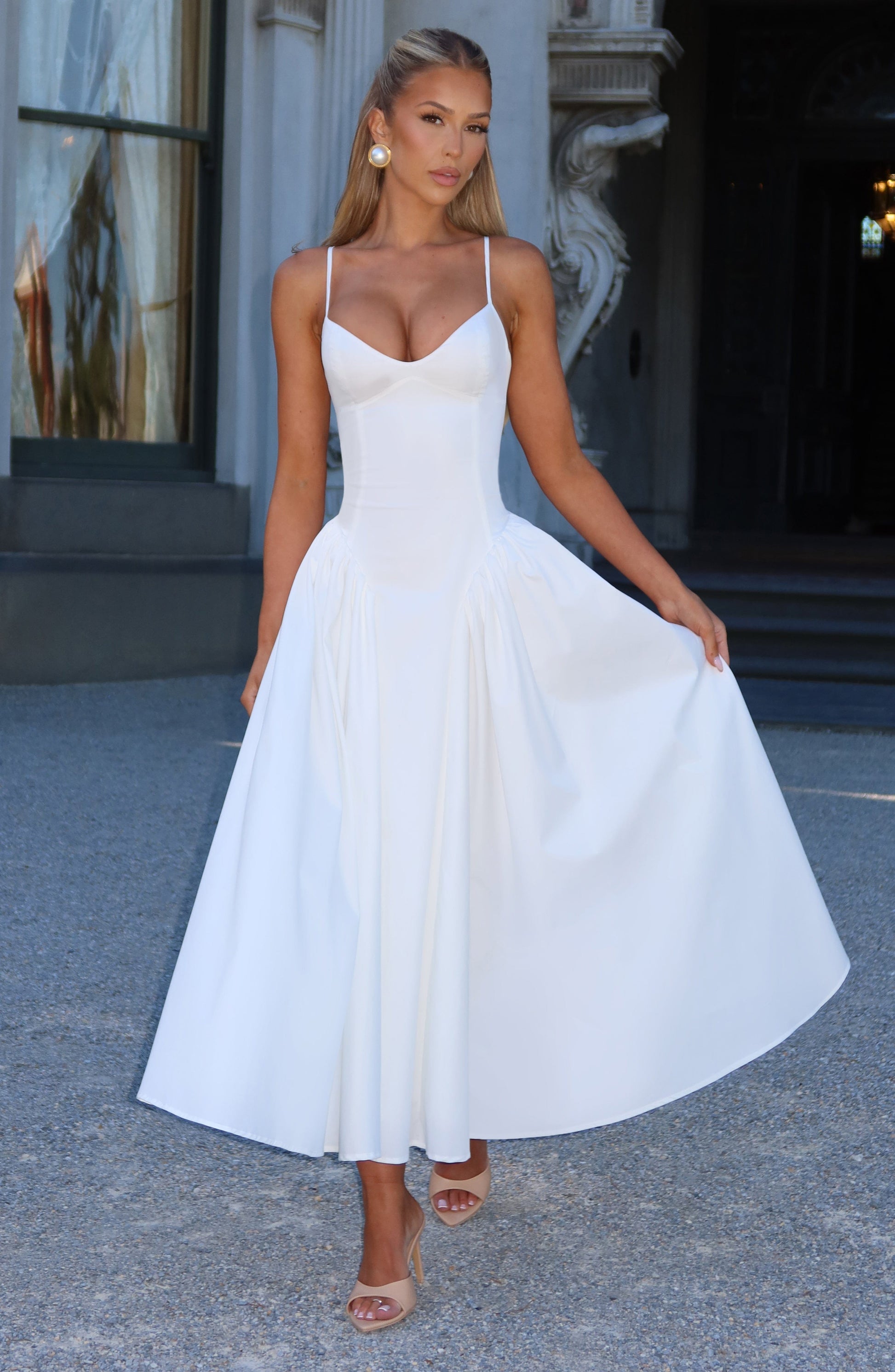 Luvrefashion | Ivory Emerson Midi Dress in XS - side view