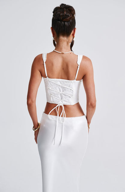 Luvrefashion | Ivory Emory Corset in XS - back view