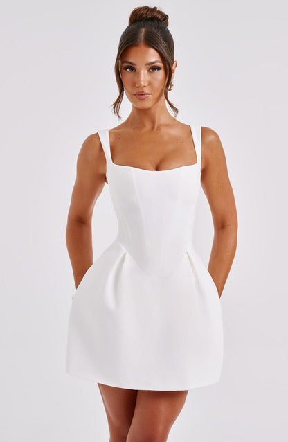 Luvrefashion | Ivory Janiyah Mini Dress in XS - detail view