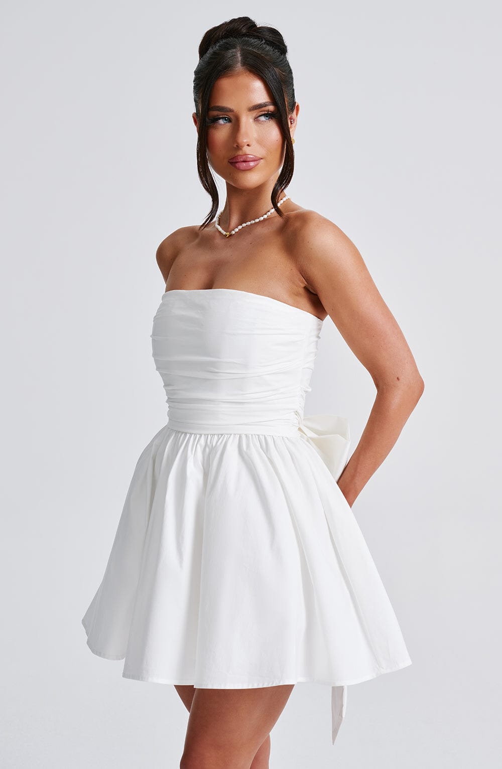 Luvrefashion | Ivory Katrina Mini Dress in XS - detail view