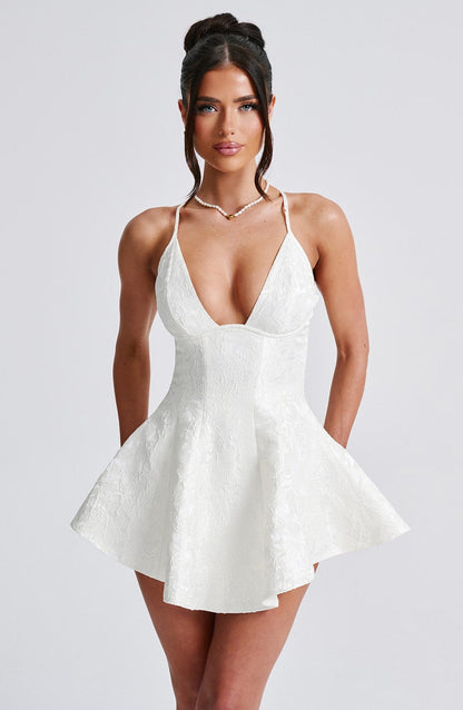 Luvrefashion | Ivory Leila Romper in XS - back view
